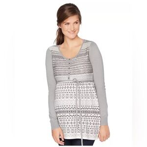 Motherhood Maternity Babydoll Sweater Gray Pattern Long Sleeve Large